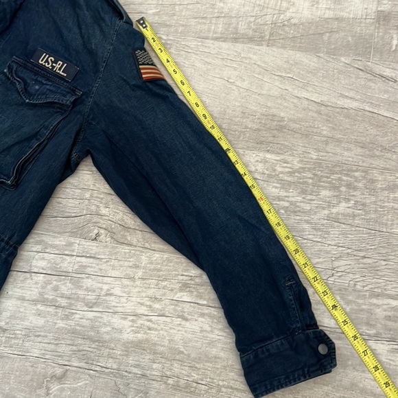 Polo Ralph Lauren Men’s USA Flag Military Patch Denim Field Jacket Size XL - Picture 13 of 16
